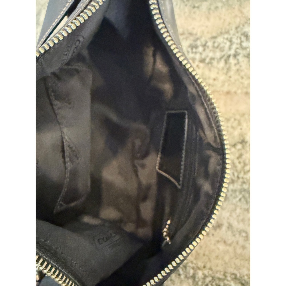 Coach Black Leather Hobo Shoulder Bag Purse Handbag with White Stitching - Picture 5 of 6